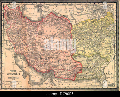 Carte de la Perse, l'Afghanistan et Beluchistan. 1883 Banque D'Images