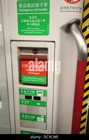 La poignée de secours à l'intérieur d'un chariot MTR Banque D'Images