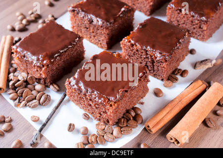 Selective focus sur le brownie au chocolat avant Banque D'Images