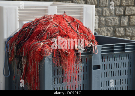 Les filets de pêche au port d'Ajaccio, Corse, France Banque D'Images