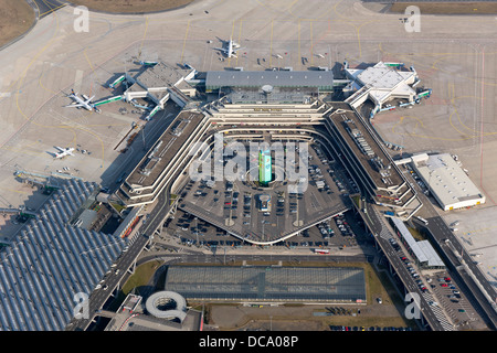 Vue aérienne, des avions à la borne 2, Cologne Bonn Airport Banque D'Images