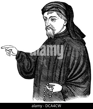 Portrait de Geoffrey Chaucer, ca. 1343 - 1400, une partie de la Canterbury Tales, 14e siècle Banque D'Images