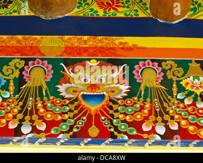 Peinture colorée au monastère de Thiksey Banque D'Images