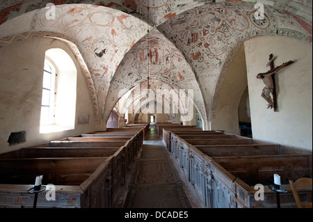 1000-année-vieille église : l'église St Mary à Risinge, océan, la Suède a été construit au 12ème siècle. Banque D'Images