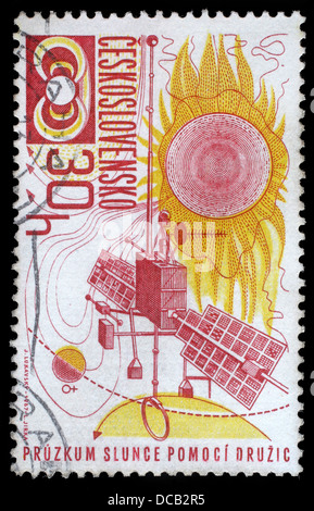 Timbres en Tchécoslovaquie, l'exploration de l'espace série de timbres, vers 1967 Banque D'Images