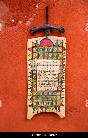 Carte de prière islamique nigérian, 'Ardoise', Collection de Marie Jose Crespin, l'île de Gorée, au Sénégal. Banque D'Images