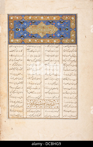 Allumé en Page d'un manuscrit autographe de la Shahnama (Livre des Rois) M.73.5.540 (1 de 2) Banque D'Images