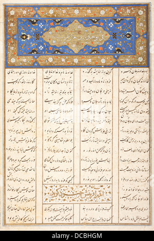 Allumé en Page d'un manuscrit autographe de la Shahnama (Livre des Rois) M.73.5.540 (2 de 2) Banque D'Images