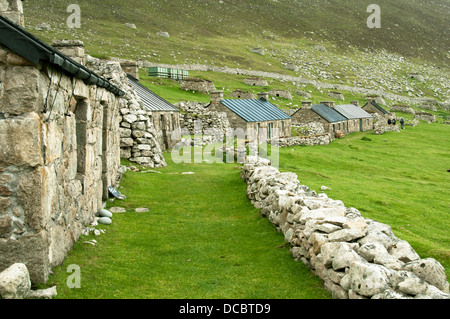 Gites dans le village-rue, hirta, St Kilda, îles Hébrides, Ecosse, Royaume-Uni Banque D'Images