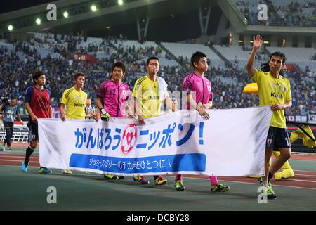 Groupe de l'équipe du Japon (JPN), le 14 août 2013 - Football / Soccer : KIRIN Challenge Cup 2013 match entre le Japon 2-4 l'Uruguay au stade de Miyagi, Miyagi, au Japon. © AFLO SPORT/Alamy Live News Banque D'Images