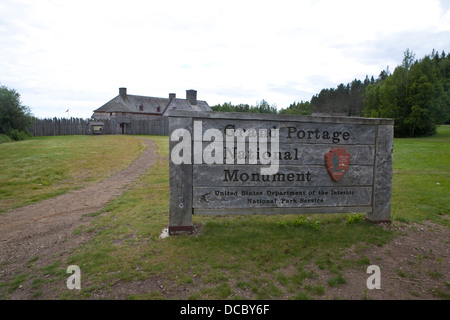 National Park Service signe pour Grand Portage National Monument, Grand Portage, Minnesota, United States of America Banque D'Images