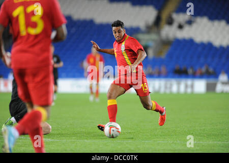 Cardiff, Wales, UK. 14 août 2013. Pays de Galles v République d'Irlande - Friendly International Vauxhall à Cardiff City Stadium : Neil Taylor de galles. © Phil Rees/Alamy Live News Banque D'Images