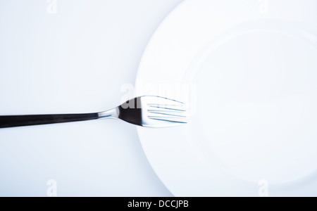 Fourche sur plaque blanche Banque D'Images