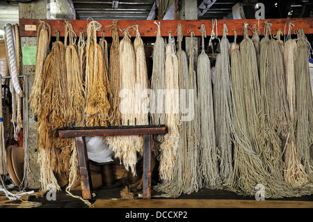 Chatham, Kent, Angleterre, Royaume-Uni. Cran-gevrier. Rope dans le Victorian Ropery Banque D'Images