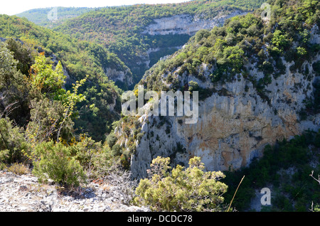 Gorges de la Nesque, situé sur les monts du Vaucluse, entre Monieux et Méthamis, en Provence-Alpes-Côte d'Azur, France. Banque D'Images