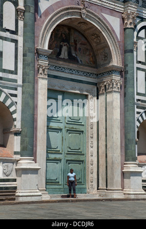 Détail de l'église Santa Maria Novella à Florence, Italie. Banque D'Images
