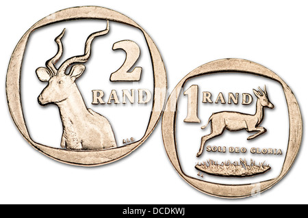 La monnaie - l'Afrique du Sud et deux Rand Banque D'Images
