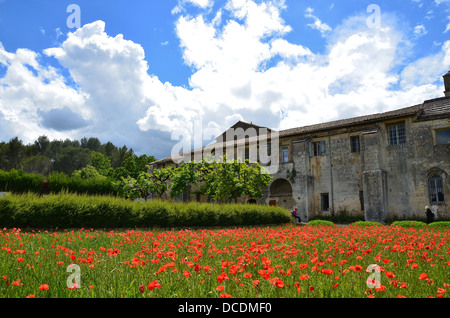 Saint Paul-de-Mausole, Saint Remy Provence France Vincent van Gogh, champ de coquelicots Banque D'Images