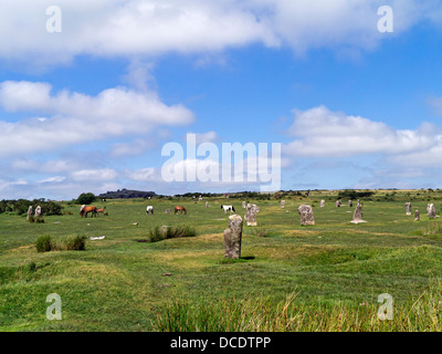 The Hurlers stone circle à laquais près de Liskeard, Cornwall, UK Banque D'Images