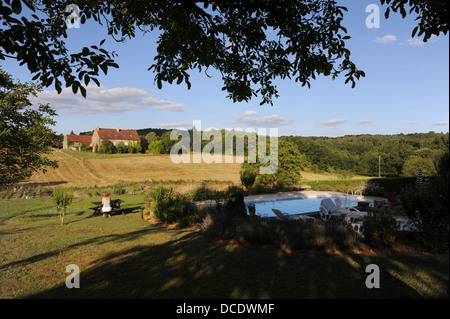 Vue sur le gite en Lot Région ou département du sud ouest- Midi Pyrénées région de France Banque D'Images