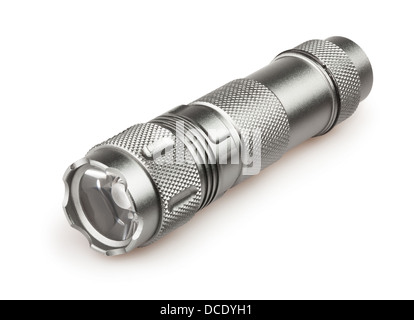 Flambeau en métal sur fond blanc Banque D'Images