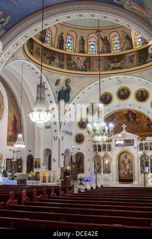 USA, Floride, Tarpon Springs. Vue intérieure St Nicholas Greek Orthodox Cathedral. Banque D'Images