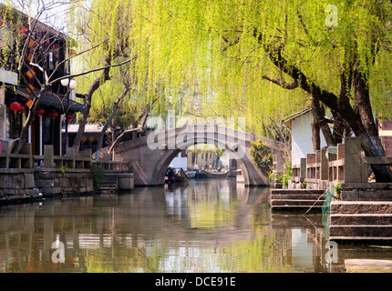 Célèbre ville d'eau - Zhouzhuang, Province de Zhejiang, Chine. Banque D'Images