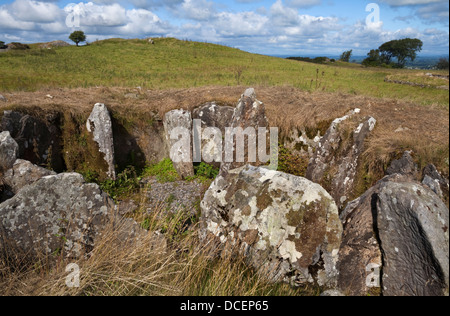 Je grave le passage de l'Art mégalithique, (droit), Pierre passage Loughcrew complexe, environ 3500 tombes Carbane de la Colombie-Britannique à l'Ouest, comté de Meath Irlande Banque D'Images