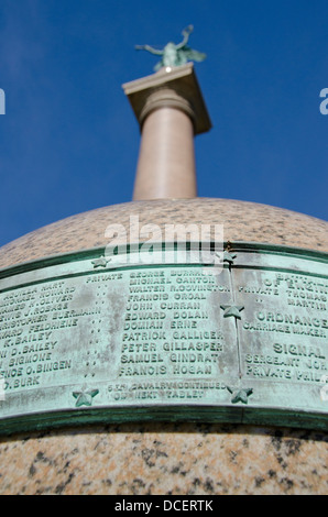 New York, US Military Academy de West Point, Point de trophée. Bataille Monument, dédié aux anciens combattants de la guerre civile. Noms des vétérinaires de l'Union européenne. Banque D'Images