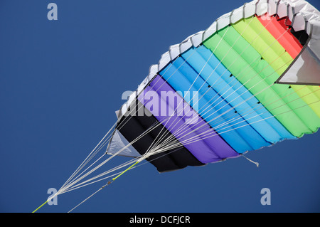 Le cerf-volant aux couleurs vives dans le ciel bleu. Sports de plein air d'été Banque D'Images