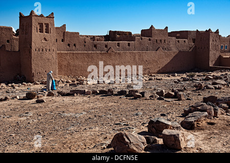 Kasbah dans la vallée du Draa, Zagora, Maroc Banque D'Images