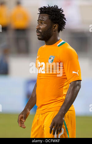 14 août 2013 - East Rutherford, New Jersey, États-Unis - 14 août 2013 Côte d'Ivoire : l'avant de l'équipe nationale Wilfried Bony (12) au cours de la match amical entre le Mexique et la Côte d'Ivoire au stade de la métropolitaine, East Rutherford, New Jersey. Le Mexique a battu la Côte d'Ivoire 4-1. Banque D'Images