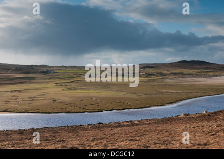 La vue à l'ouest sur la magnifique baie de Achnahaird, situé sur l'extrême côte nord-ouest de l'Écosse, Royaume-Uni Banque D'Images