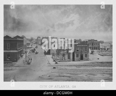 Guerre civile américaine Vintage print de la ville d'Atlanta, Géorgie, vers 1863. Banque D'Images