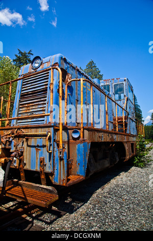 Locomotive de rouille au musée ferroviaire de Squamish, Canada Banque D'Images