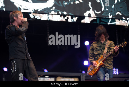 The Stone Roses (Ian Brown, John Squire, Reni, Mani) en concert à Londres, Finsbury Park Banque D'Images