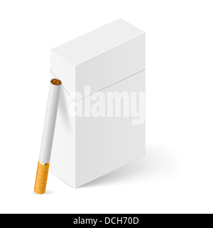 Fermé le paquet de cigarettes. Illustration sur fond blanc Banque D'Images