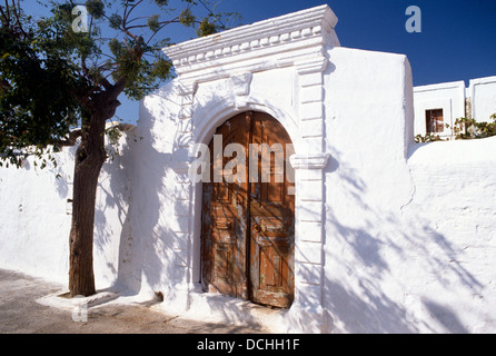 Villa traditionnelle grecque Lindos Rhodes Grèce Banque D'Images