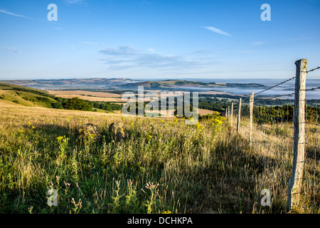 Les terres agricoles au pied de Beacon Firle Banque D'Images