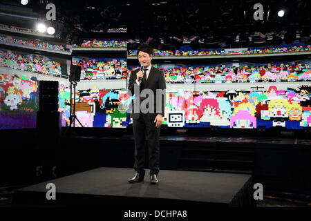 Tokyo, Japon - 15 août 2013 : Jun Hori, un juornalist, a fait un discours pour le 68e anniversaire de la fin de la Seconde Guerre mondiale le service de streaming vidéo en ligne-Nico Nico Douga le 15 août 2013. © Motoo Naka/AFLO/Alamy Live News Banque D'Images