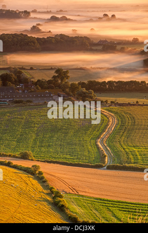 Les terres agricoles au pied de Beacon Firle Banque D'Images