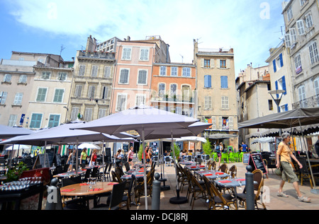 terrasse du café-restaurant, Marseille Bouche-du-Rhône Côte d'Azur France Banque D'Images