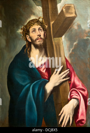 16e siècle - Le Christ portant la croix - Doménikos Theotokópoulos (El Greco) (1580) - Huile sur toile Banque D'Images