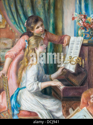 19e siècle - Deux jeunes filles au piano - Pierre-Auguste Renoir (Auguste Renoir) (1892) - rencontré Museum of Art - Huile sur toile Banque D'Images