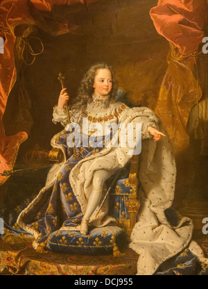 18e siècle - Louis XV à l'âge de cinq ans dans le costume du Sacre - Hyacinthe Rigaud (1720) - Huile sur toile Banque D'Images