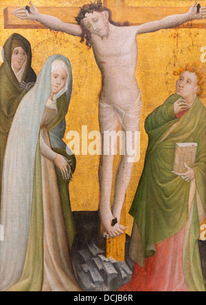 15e siècle - La Crucifixion - Maître de l'Autel Berswordt (1400) Philippe Sauvan-Magnet / Active Museum Huile sur bois Banque D'Images