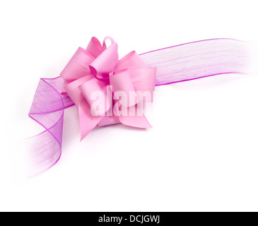 Ruban Rose sur fond blanc Banque D'Images