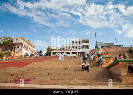 Escalier à Chandod Ghat, Gujarat, Inde Banque D'Images