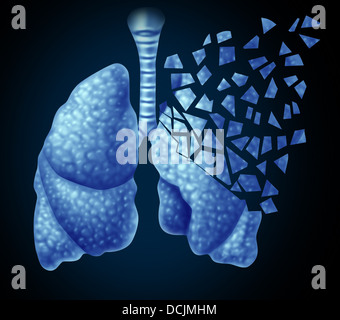 La maladie pulmonaire et de perdre les poumons concept de soins de santé qu'un déclin de la fonction respiratoire causée par le cancer ou les maladies comme le Banque D'Images