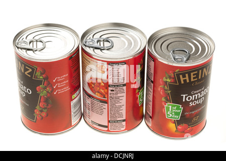 Trois boîtes de soupe de tomate Heinz Banque D'Images